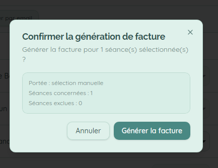 Génération de facture dans MerciPsy